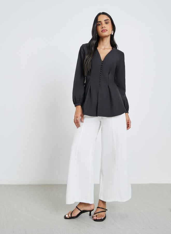 ستايلي بلوزة بأكمام بالون وأزرار من ستايلي - Image 2