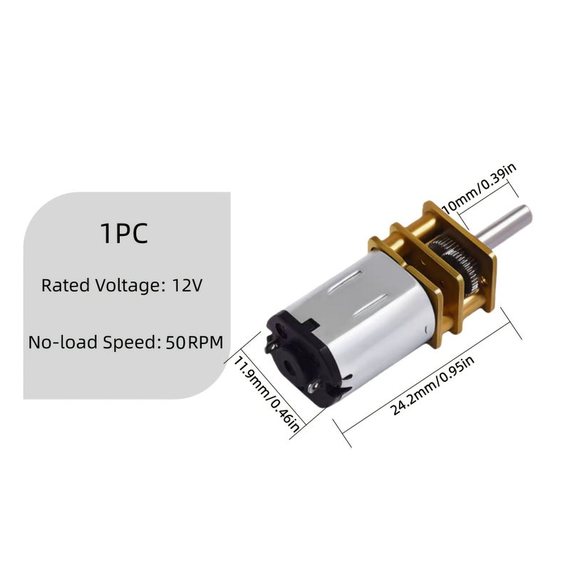 1pc DC12V 100RPM N20 Micro Gear Motor High Torque Low RPM Low Noise All Metal Gearbox D Shaft 3mm For Robotics Automation Smart Locks Model Making Beauty Tools Industrial Devices And DIY - Image 3