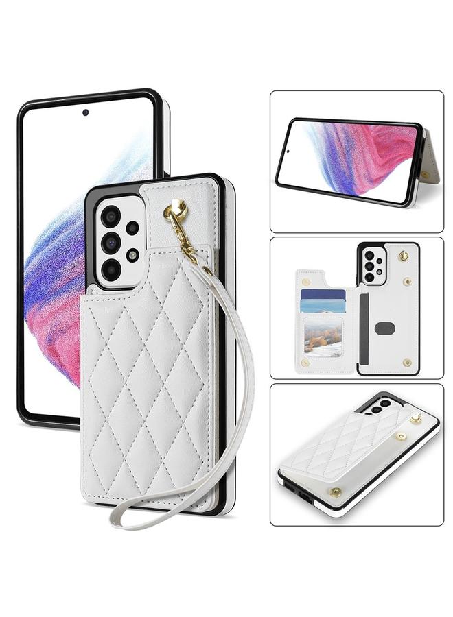 S-TOP Case For Samsung Galaxy A52 4G / 5G / A52s 5G Rhombic Dual Buckle Card Slots Phone Case with Lanyard - Image 1