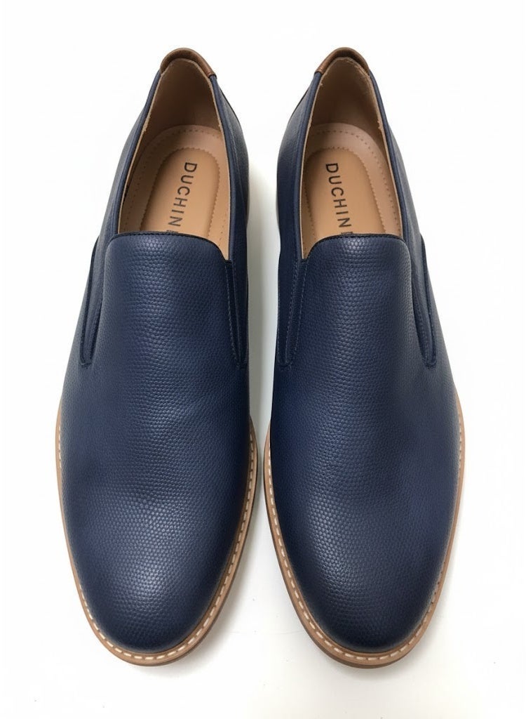 Duchini Men's Textured Slip-On Loafers -size 46 - Navy - Image 2