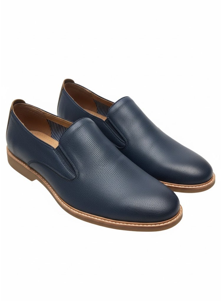 Duchini Men's Textured Slip-On Loafers -size 46 - Navy - Image 1