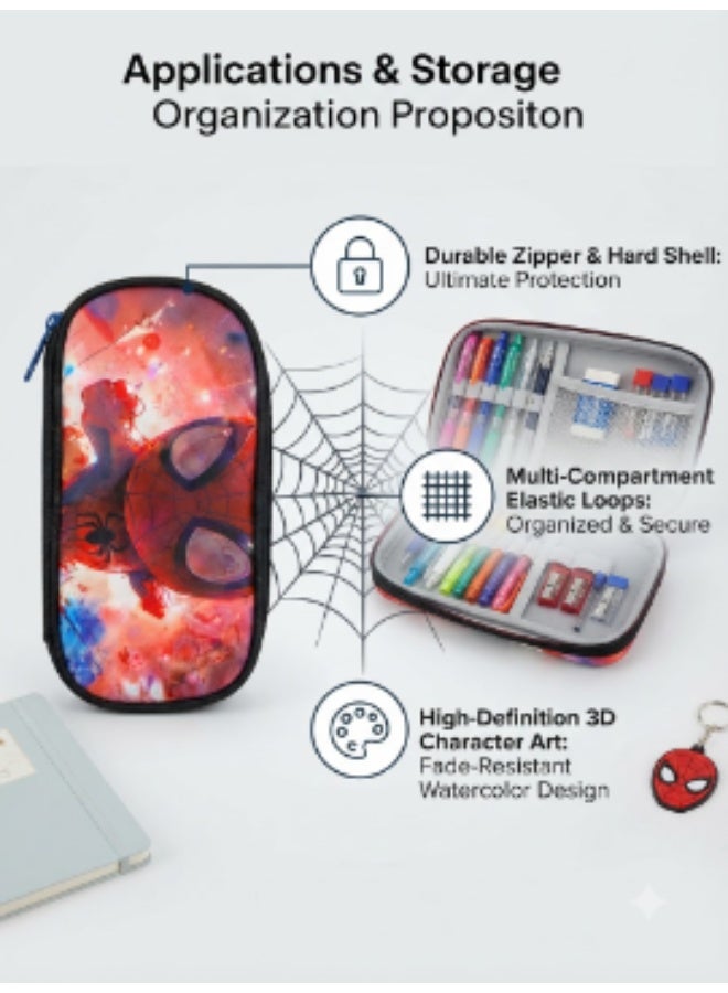 Kidzilla Spider-Man Mini Pencil Pouch for Kids, Compact Zipper Stationery Box - Image 3