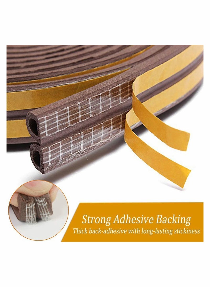 Suntown Door Seal Weather Strip, Self Adhesive 10m Rubber Seal Weather Strip Foam Tape for Doors and Windows Door Insulation Strip Foam Seal for Water-Proofing, Wind Noise Sound,  1 Roll (D-Type-Brown） - Image 2