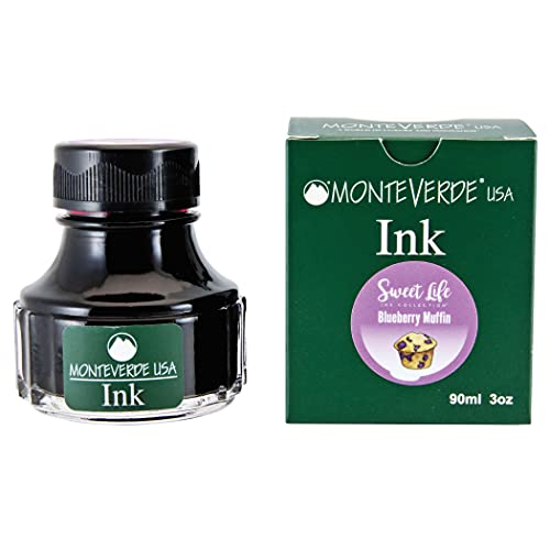 Monteverde USA Sweet Life Fountain Pen Ink - Blueberry Muffin - Deep Blue Ink with Subtle Red Undertones, Premium Vibrant Writing Ink, 90ml Bottle - Image 4