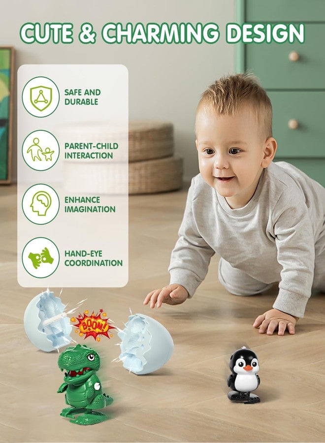 Humzo 2 Pack Easter Toys Boom Eggs Wind-Up Surprise Eggs, Hatching Dinosaur Egg Toy for Kids, Walking Penguin Toys, Reusable Clockwork Dino Fun Dinosaurs Toys for Boys Girls Easter Gifts for Kids - Image 2