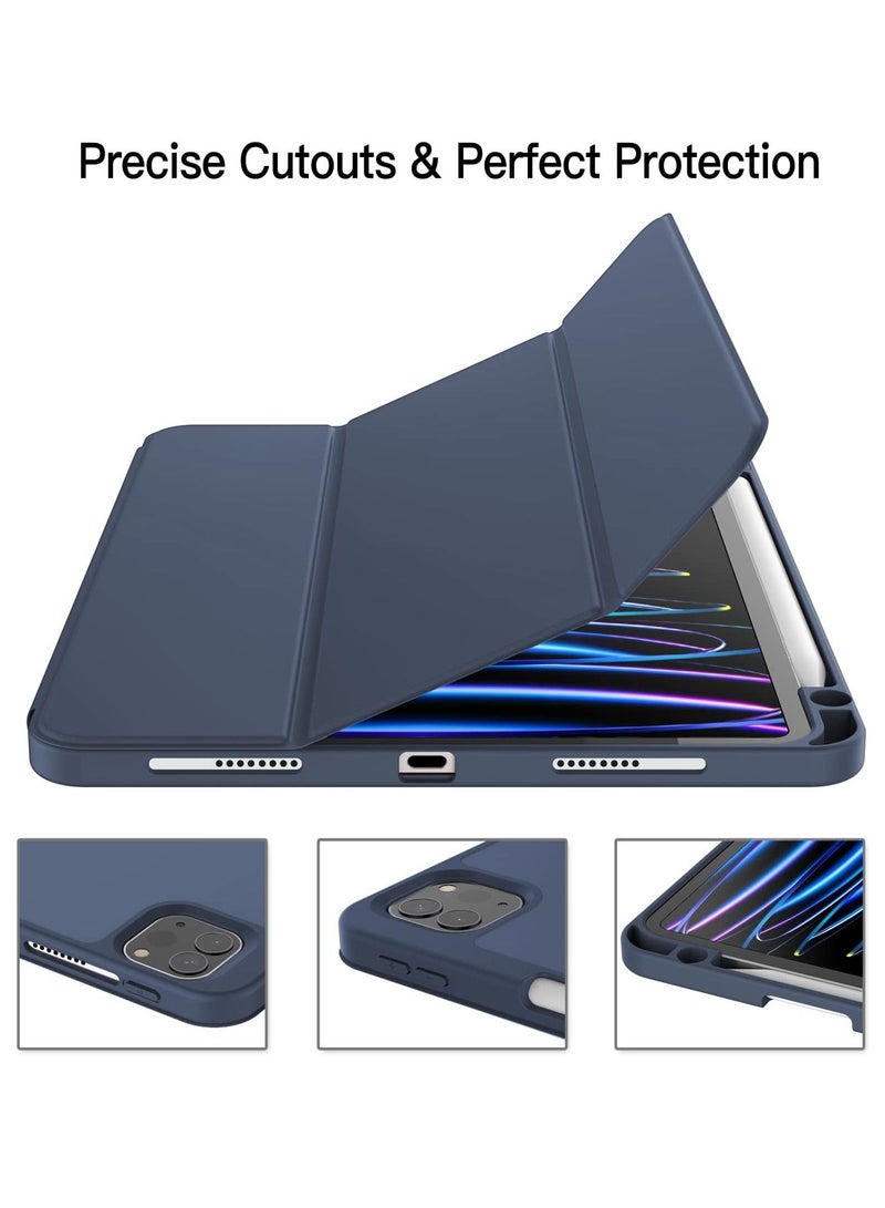 جي تيك جراب لجهاز iPad Pro مقاس 11 بوصة مزود بحامل أقلام يدعم الشحن الثاني للقلم الرصاص ، وغطاء تابلت نحيف مزود بغطاء خلفي ناعم من مادة TPU للاستيقاظ التلقائي أثناء النوم باللون الكحلي - Image 5