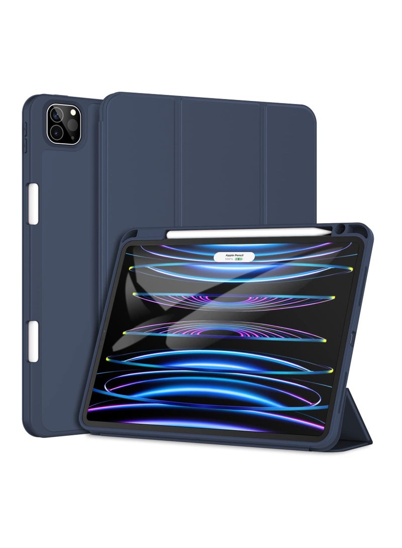 جي تيك جراب لجهاز iPad Pro مقاس 11 بوصة مزود بحامل أقلام يدعم الشحن الثاني للقلم الرصاص ، وغطاء تابلت نحيف مزود بغطاء خلفي ناعم من مادة TPU للاستيقاظ التلقائي أثناء النوم باللون الكحلي - Image 1