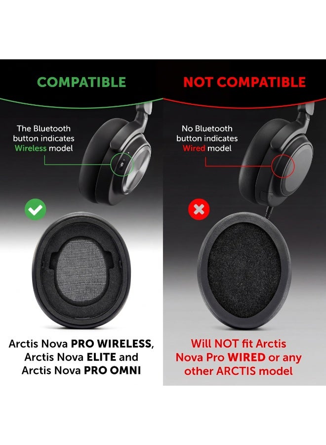 KISSUN Nova Pro Wireless - Hybrid Fabric Cooling Gel Replacement Earpads For Steelseries Arctis Nova Pro Wireless , Improved Durability, Thickness & Sound Isolation | Black - Image 2