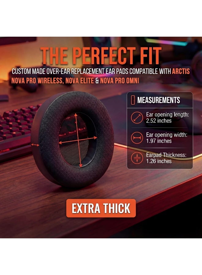 KISSUN Nova Pro Wireless - Hybrid Fabric Cooling Gel Replacement Earpads For Steelseries Arctis Nova Pro Wireless , Improved Durability, Thickness & Sound Isolation | Black - Image 4