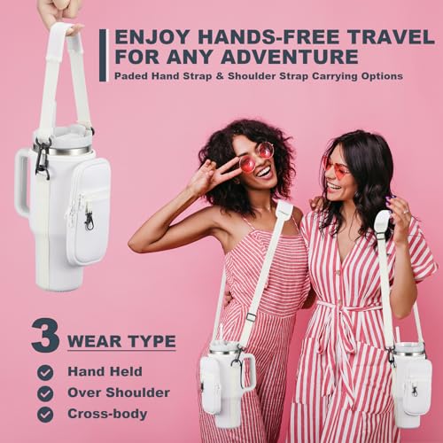 BULKITEM 30oz Water Bottle Carrier Bag with Phone Pocket for Cream Stanley 30 oz Tumbler with Handle, Cream Insulated Neoprene Cup Holder Pouch Strap for Stanley Cup Accessories - Image 5