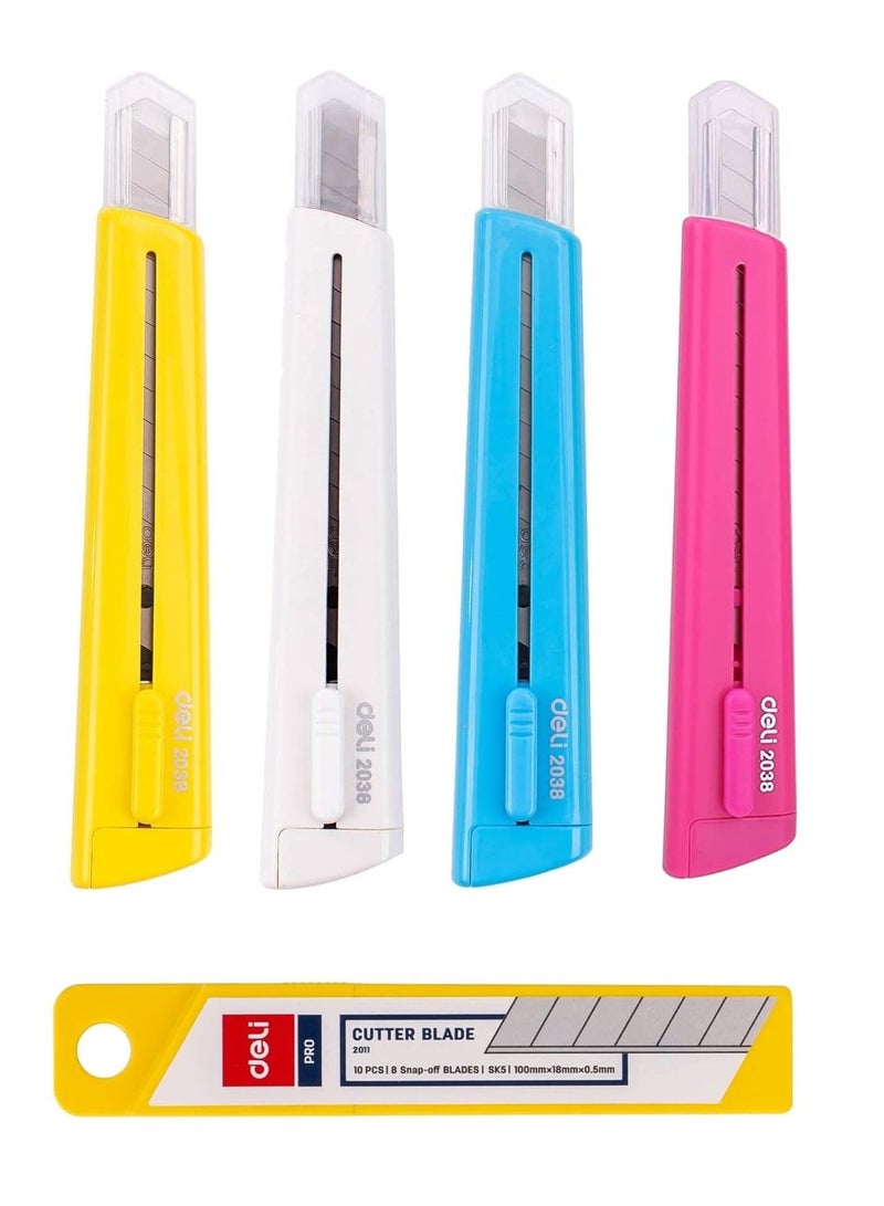 Deli سكين قطع متعددة الاستخدامات مكونة من 4 قطع مع عبوة من الشفرات - Image 1