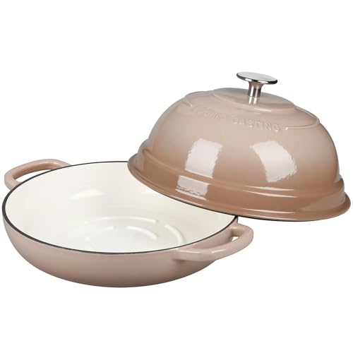 EDGING CASTING Enameled Cast Iron Dutch Oven Pot with Lid, Round Bread Oven for Homemade Sourdough Bread Baking, 6 Quart, Mocha - Image 3