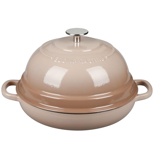 EDGING CASTING Enameled Cast Iron Dutch Oven Pot with Lid, Round Bread Oven for Homemade Sourdough Bread Baking, 6 Quart, Mocha - Image 1