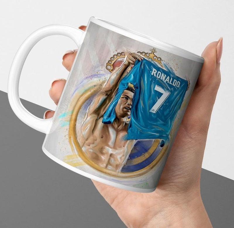 PrintingZone Compatible Print with Ronaldo Mug CR7 Printed Cup Microwave Safe Ceramic Coffee Mug 350ml Pack of 1NDM175 - Image 1