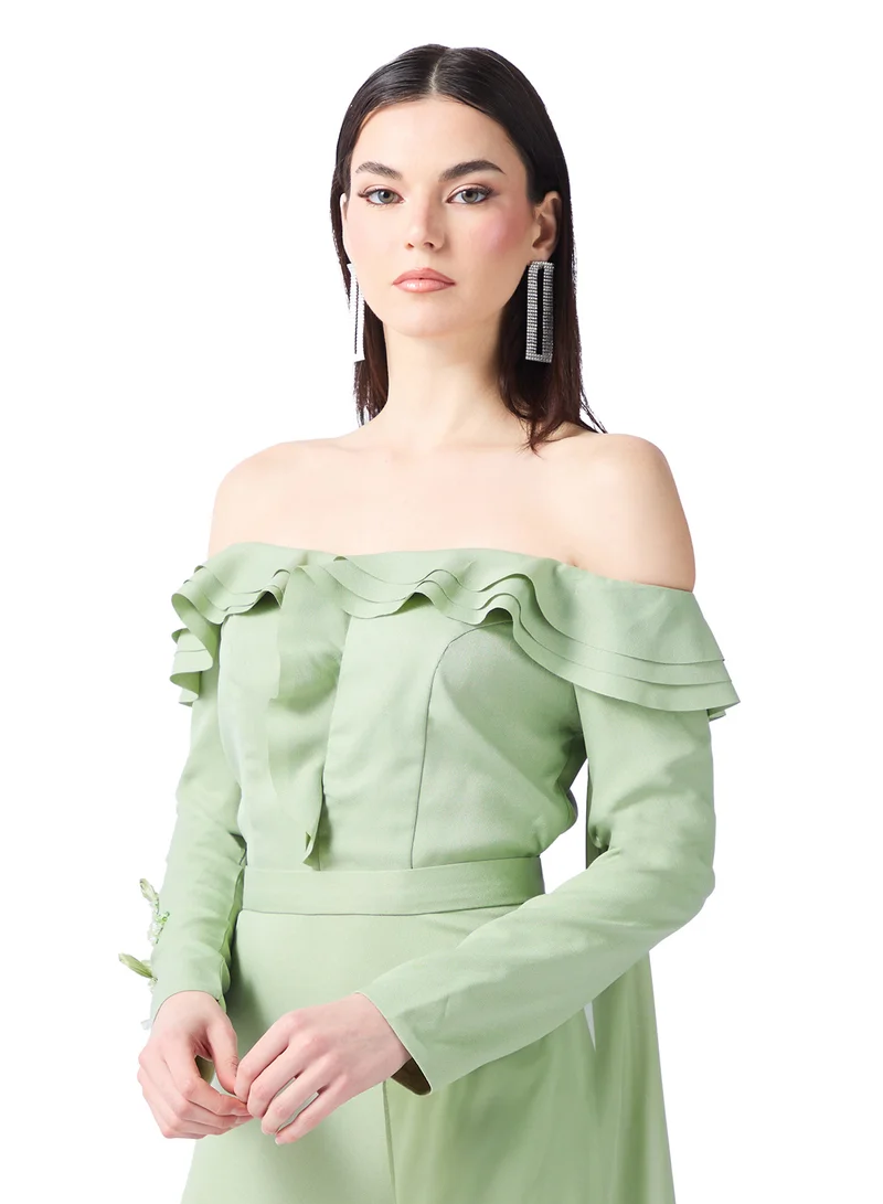 Namshi x  Off Shoulder Ruffle Detail A Line Gown for Women | Best Price UAE