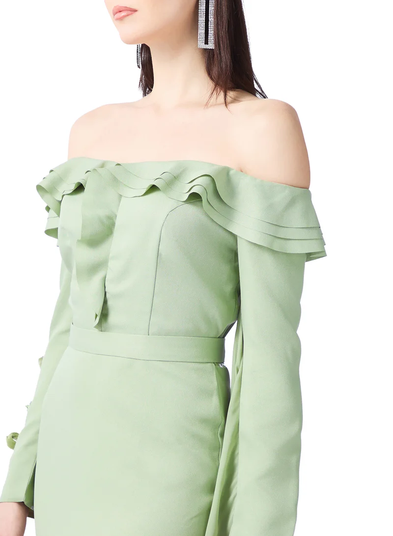 Namshi x  Off Shoulder Ruffle Detail A Line Gown for Women | Best Price UAE