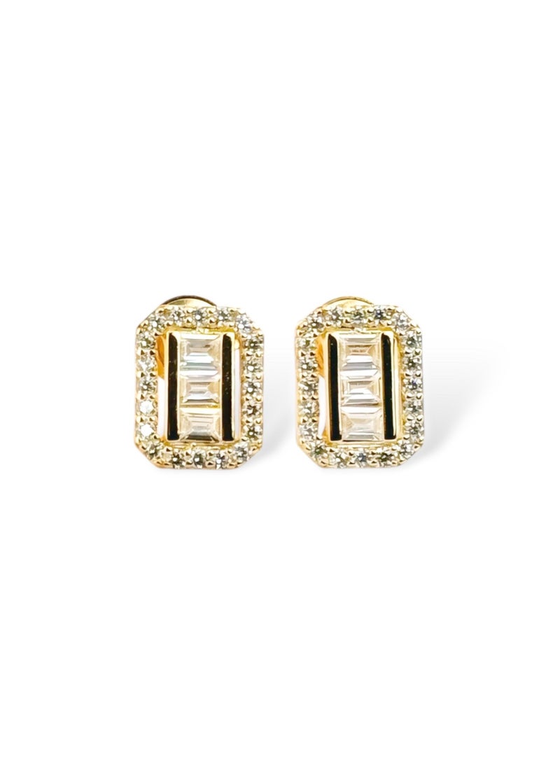 zilara Precious Rect Pave Stud Earring - Image 1