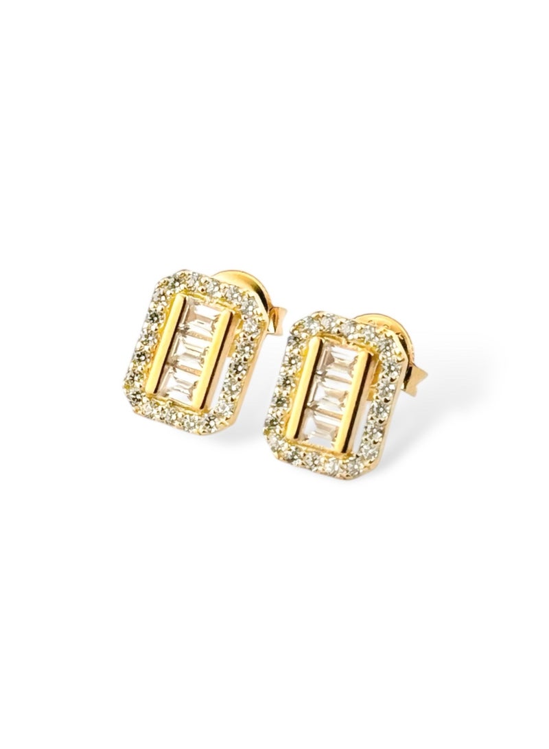 zilara Precious Rect Pave Stud Earring - Image 2