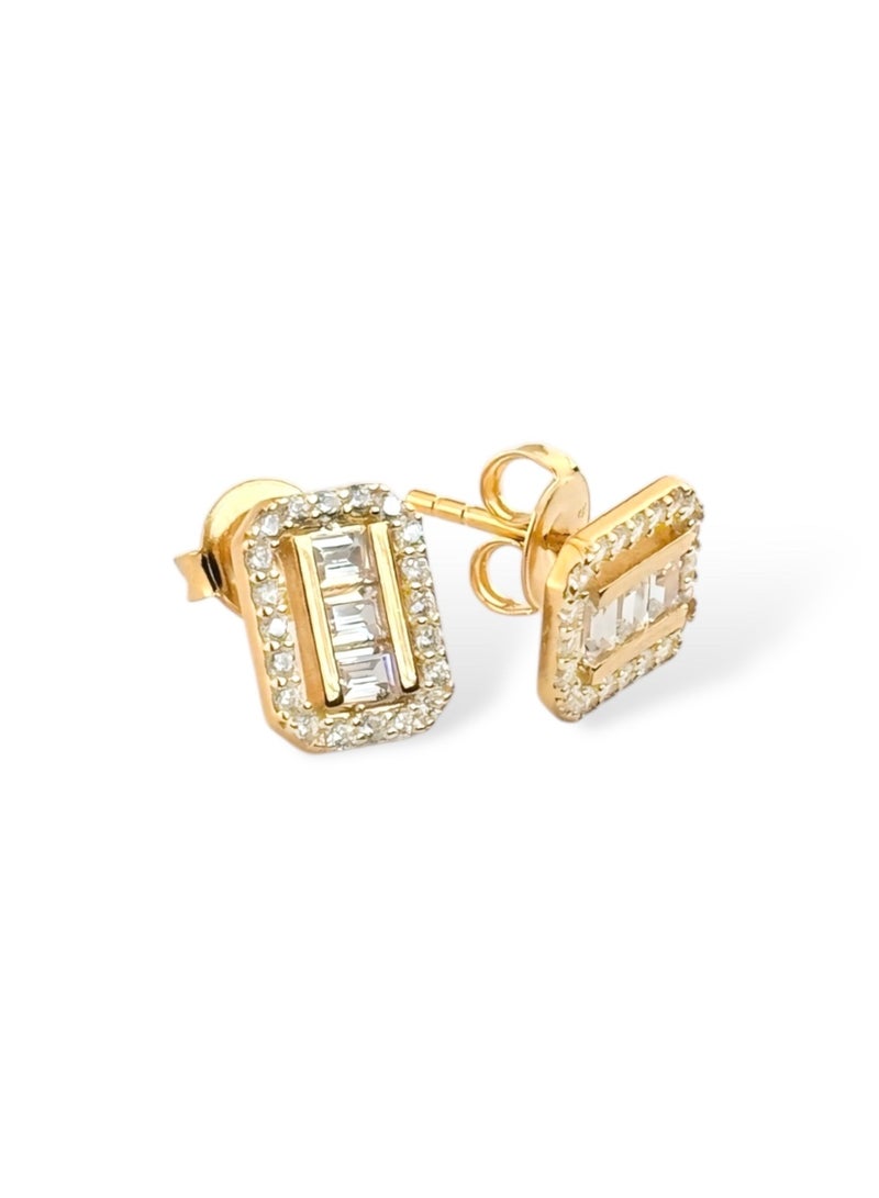 zilara Precious Rect Pave Stud Earring - Image 4