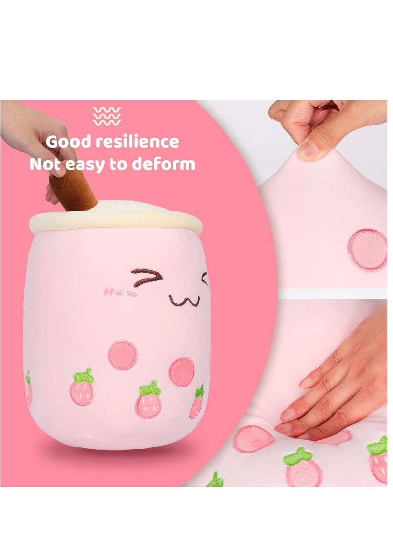 KASTWAVE Kids Pillow Cushion 9.4 Inch Stuffed Boba Plushie Bubble Tea Plush Pillow Cartoon Cylindrical Milk Boba Pillow Super Soft Hugging Cushion Realistic Plush Food Toy Gifts for Boy Girl - Image 5