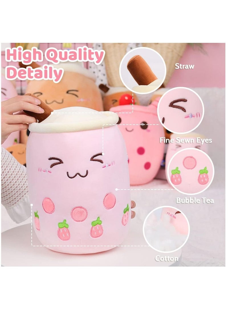 KASTWAVE Kids Pillow Cushion 9.4 Inch Stuffed Boba Plushie Bubble Tea Plush Pillow Cartoon Cylindrical Milk Boba Pillow Super Soft Hugging Cushion Realistic Plush Food Toy Gifts for Boy Girl - Image 2