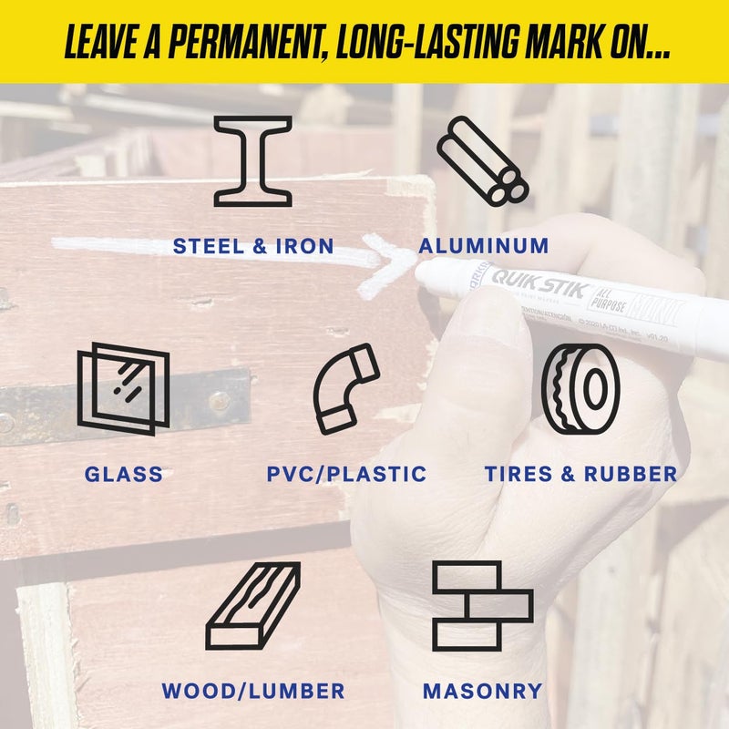 Markal 61051 Quik Stik Twist Long-Lasting Solid Paint Marker, White (Pack of 12) - Image 4