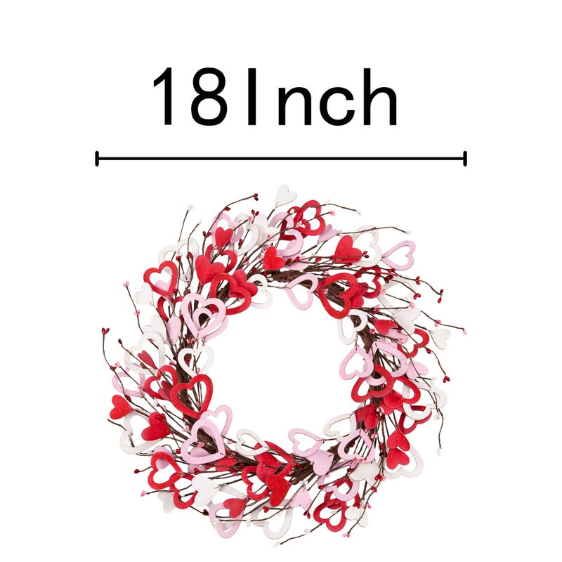 Skrantun 18 Inch Valentine's Day Heart Shaped Wreath for Wedding Party Anniversary - Artificial Wooden Door Wreath Gift for Girlfriend, Women, Mother - Image 2