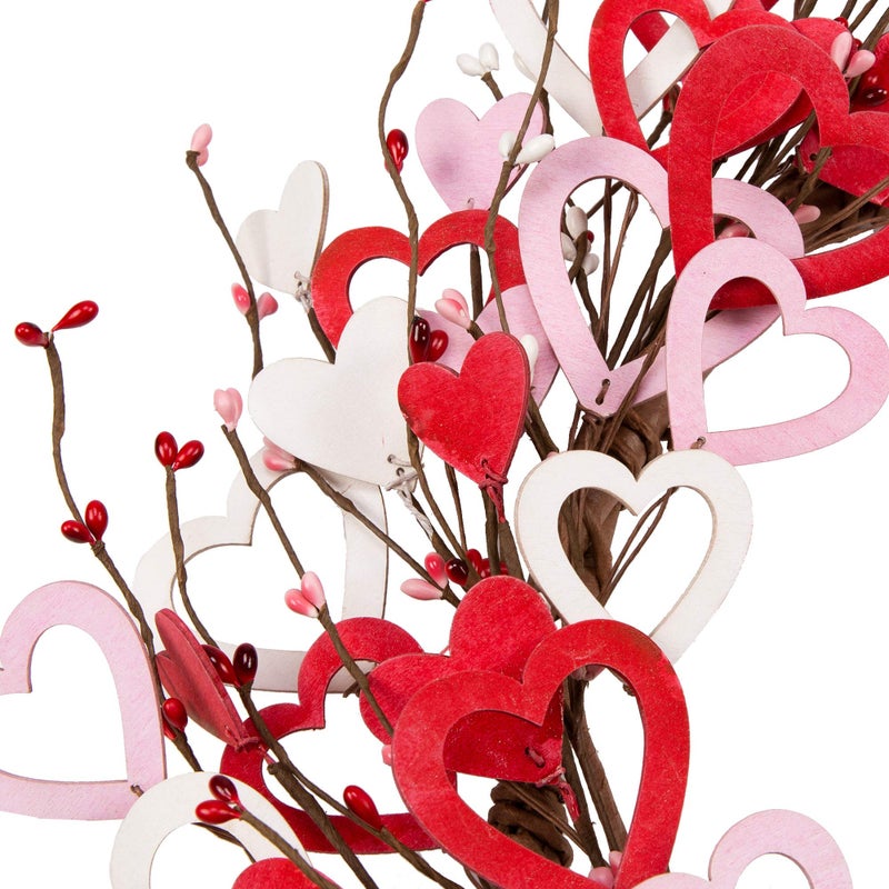 Skrantun 18 Inch Valentine's Day Heart Shaped Wreath for Wedding Party Anniversary - Artificial Wooden Door Wreath Gift for Girlfriend, Women, Mother - Image 3