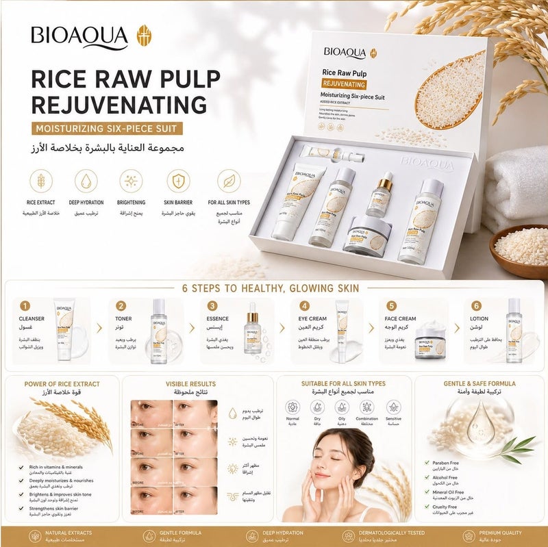 BIOAQUA Rice Raw Pulp Rejuvenating Moisturizing Six Piece - Image 4