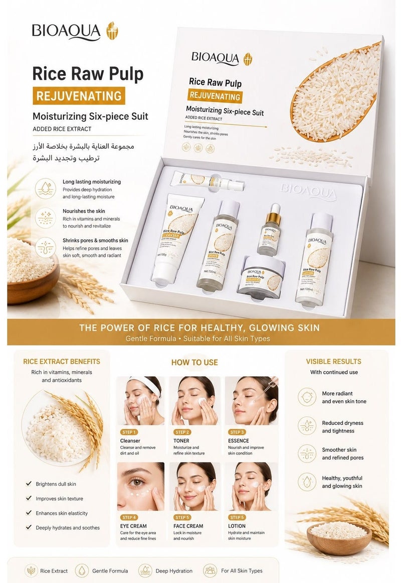 BIOAQUA Rice Raw Pulp Rejuvenating Moisturizing Six Piece - Image 2