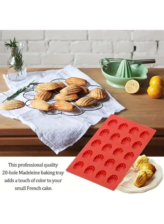 Chinese Red Food Grade Silicone Madeleine Mold 20 Cavity - Image 4