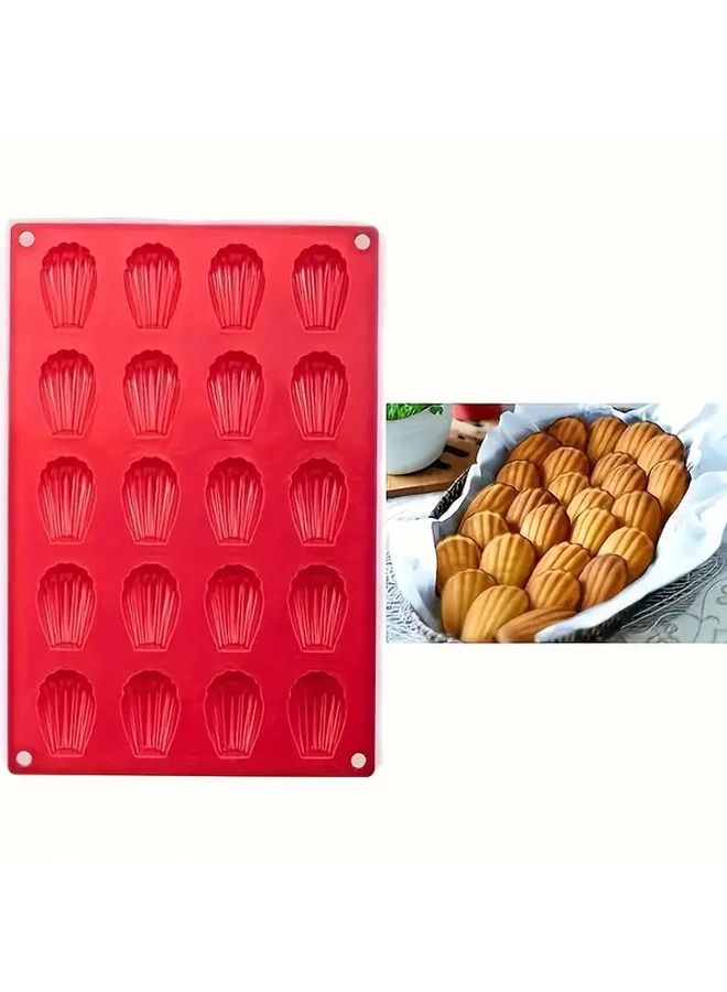 Chinese Red Food Grade Silicone Madeleine Mold 20 Cavity - Image 3