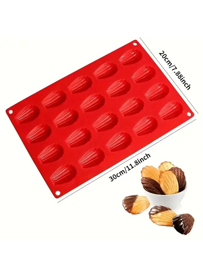 Chinese Red Food Grade Silicone Madeleine Mold 20 Cavity - Image 2