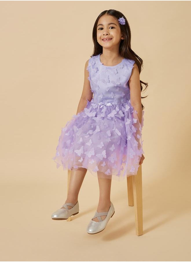 Styli Butterfly Appliques Sleeveless Dress  - Image 1
