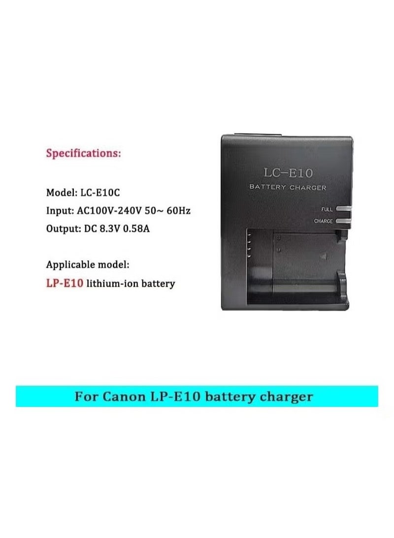Coconut LC-E10 Battery Charger for Canon LC-E10 LC-E10C LC-E10E Batteries for Canon EOS Rebel T7 T6 T5 T3 T100 4000D 3000D 2000D 1500D 1300D 1200D 1100D Cameras Battery Quick Chargers with Power Supply Cord - Image 3