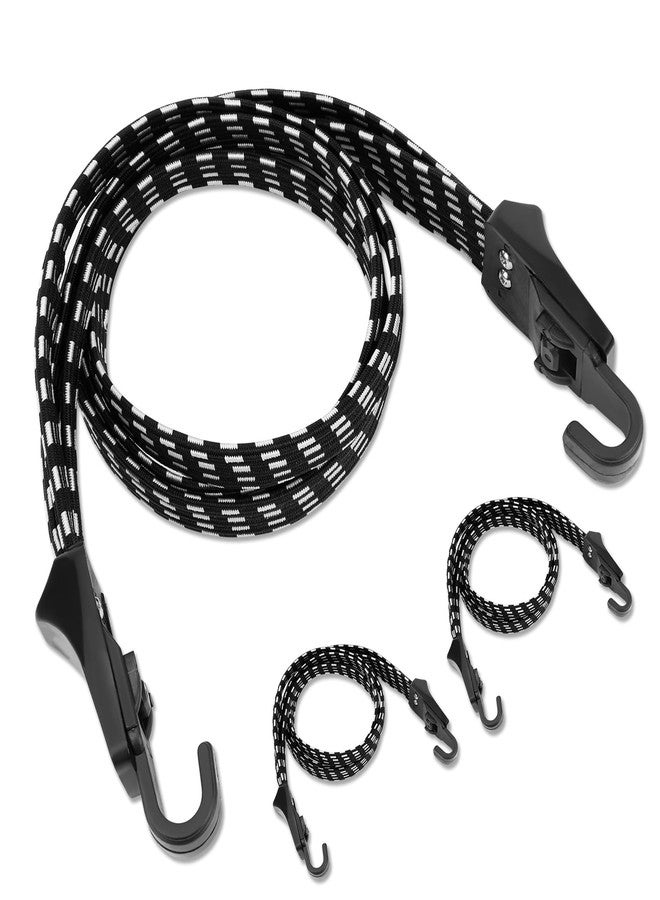 Oumers 3Pcs Elastic Bike Strap, Adjustable Bicycle Bungee Cords with Hooks Wear-Resistant and Tensile Resistant Bike Luggage Straps Strong and Sturdy Bicycle Luggage Rope - Image 1