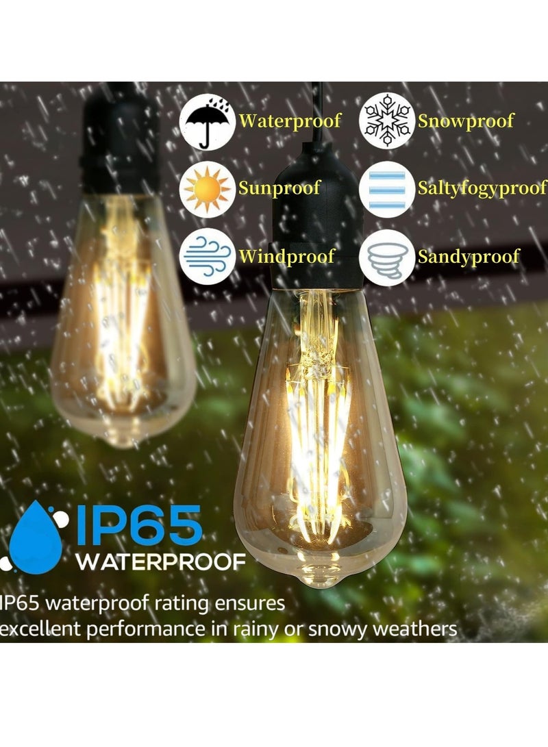 ESNCO 33FT Outdoor String Lights, Electric Plug-In Festoon Lights 10 Meter 20 LED Bulbs, Outdoor Waterproof Decorative Hanging Light String for Patio Garden Porch Yard (10M with ST64 Amber)  - Image 2