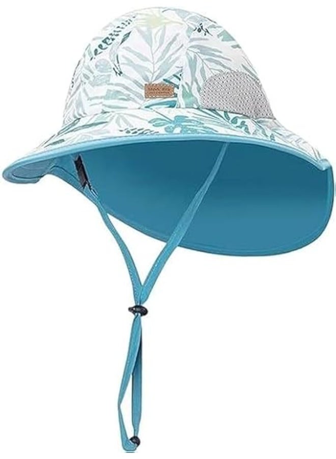 Kids Sun Hats, Toddler Infant Baby Sun Hats with Neck Flap, Swim Hat with Wide Brim, UPF 50+ Protection Beach Caps, Adjustable and Foldable, for Boys Girls, Age 2-6 Years - Image 1