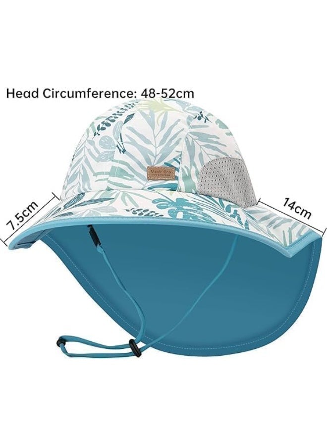 Kids Sun Hats, Toddler Infant Baby Sun Hats with Neck Flap, Swim Hat with Wide Brim, UPF 50+ Protection Beach Caps, Adjustable and Foldable, for Boys Girls, Age 2-6 Years - Image 2