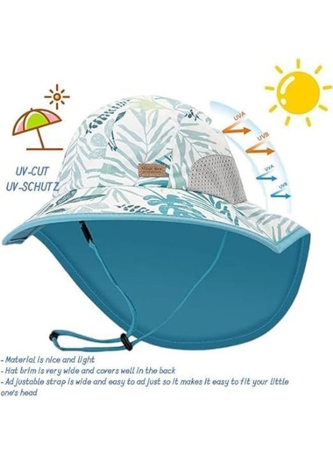 Kids Sun Hats, Toddler Infant Baby Sun Hats with Neck Flap, Swim Hat with Wide Brim, UPF 50+ Protection Beach Caps, Adjustable and Foldable, for Boys Girls, Age 2-6 Years - Image 4