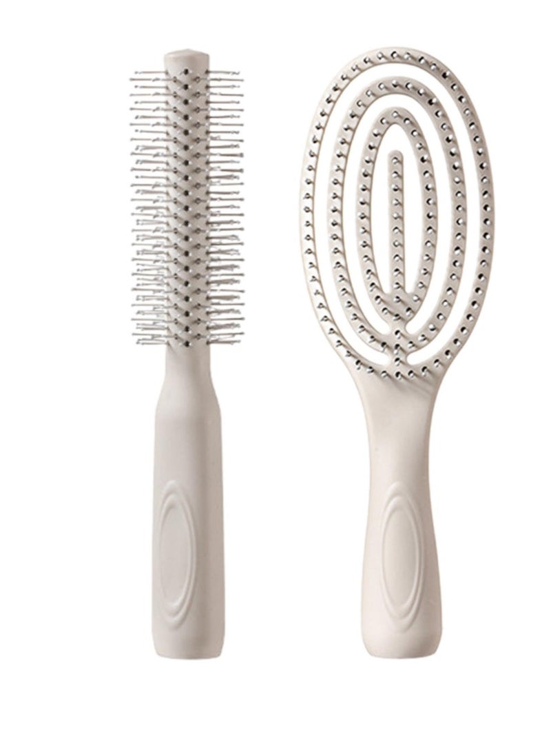 Excefore Curly Hair Brush with Prongs, Hollow Nylon Brush for Wet or Dry Hair, Organic Detangling Brush for Women, Men & Children, Ideal for Combing and Shaping, Perfect for Travel, Hair Salons - Image 1