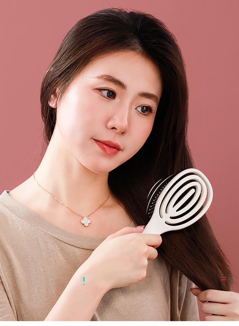 Excefore Curly Hair Brush with Prongs, Hollow Nylon Brush for Wet or Dry Hair, Organic Detangling Brush for Women, Men & Children, Ideal for Combing and Shaping, Perfect for Travel, Hair Salons - Image 2