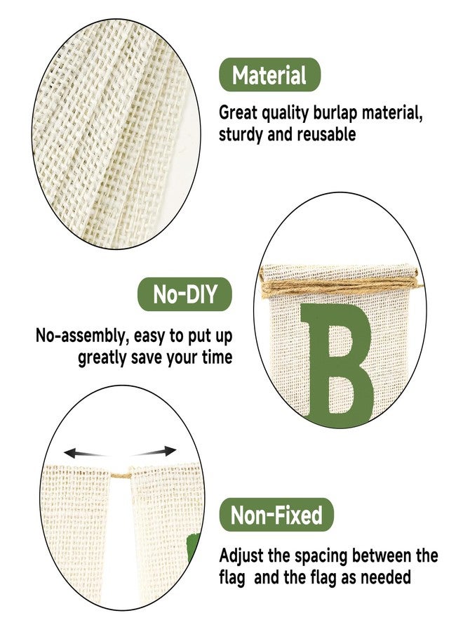 Anwyll Happy Birthday Banner - NO DIY Green Burlap Happy Birthday Banner Sign Happy Birthdays Party Decoration Happy Birthdays Banners Bunting for Women Men Girl Boy Celebration Party Backdrops - Image 3