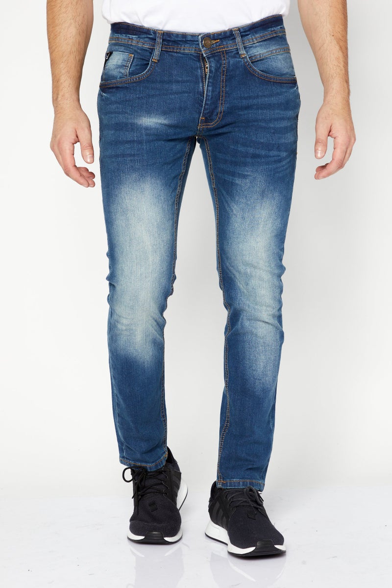 DUCK AND COVER Men Slim Fit Washed Stretchable Jeans, Blue - Image 1