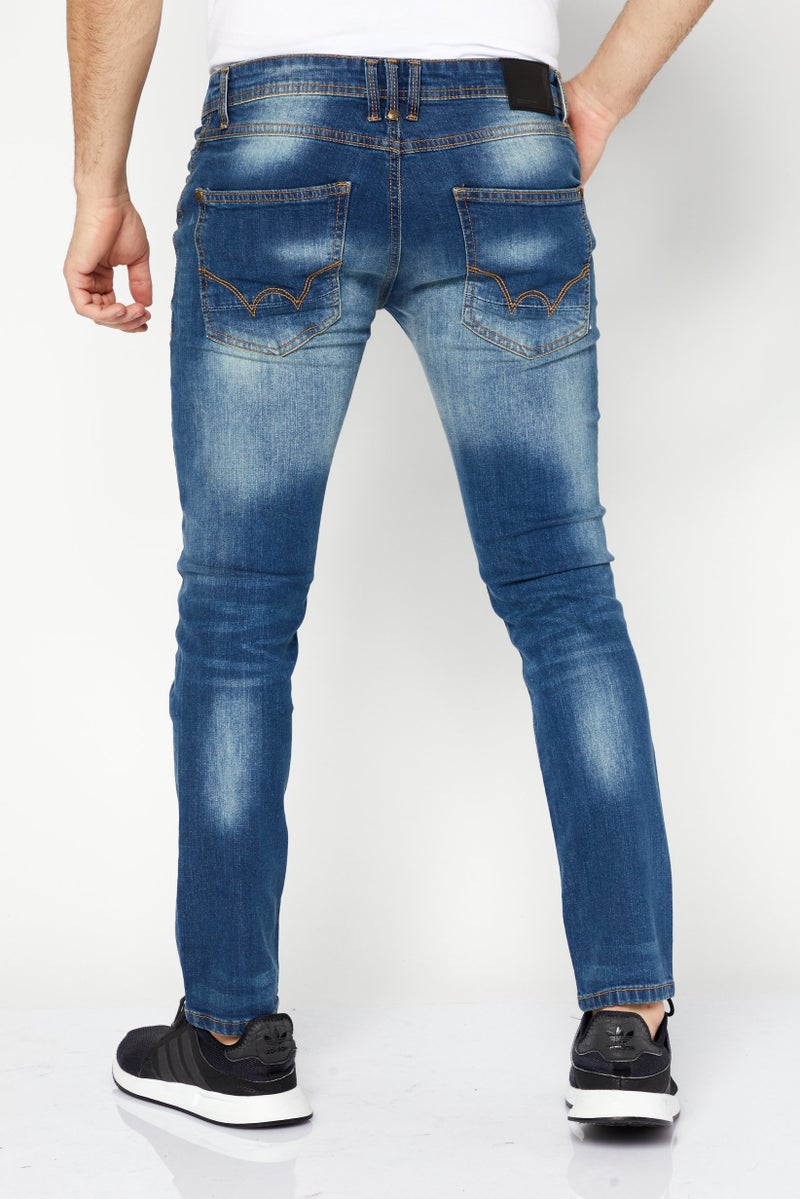 DUCK AND COVER Men Slim Fit Washed Stretchable Jeans, Blue - Image 3