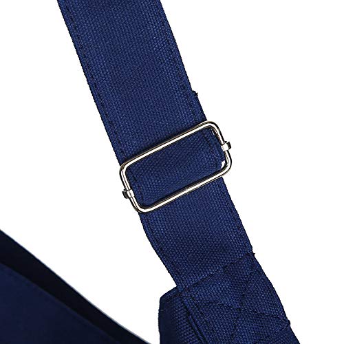 Covelin Women's Retro Large Size Canvas Shoulder Bag Hobo Crossbody Handbag Casual Tote Navy Blue - Image 4