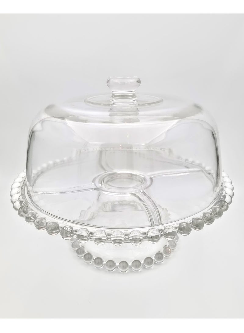 Heavy Glass Cake Stand Cake Holder and Serving Plate for Sweets, Nuts and Fruits - Image 1