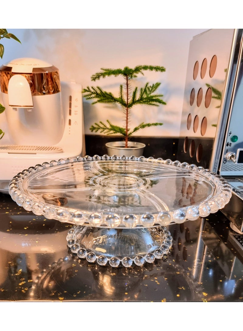 Heavy Glass Cake Stand Cake Holder and Serving Plate for Sweets, Nuts and Fruits - Image 5