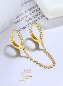 18K Gold Plated Cubic Zirconia Huggie Earrings Dainty 1 Piece Hoop Earrings Chain for Women Teen Girls Double Piercing Earrings Two Holes By Julia Store - pzsku/Z1D217385A2E8D70E5DCCZ/45/_/1719531314/ca90c860-364c-4a10-b25f-67b6f4d48ace