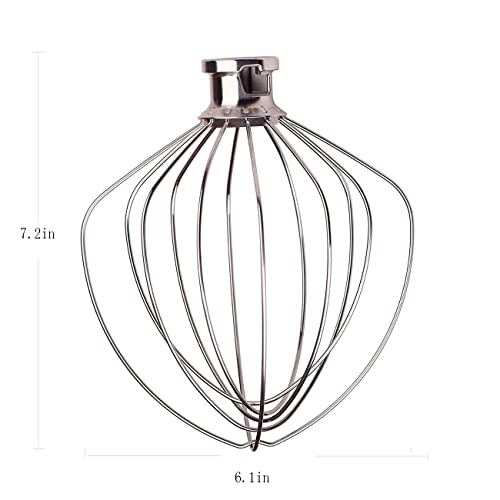 TIZZE KN256WW 6 QT Wire Whip Stainless Steel for KitchenAid Stand Mixer Accessory Replacement, Egg Cream Stirrer, Cakes Mayonnaise Whisk - Image 4